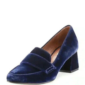 Tabitha Simmons Blue Velvet Loafers with Heels
